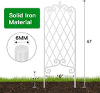 AMAGABELI GARDEN & HOME 2 Pack 47” x 16” Garden Trellis for Climbing Plants Outdoor White Trellis for Climbing Roses Vines Vegetables Metal Trellis for Ivy Cucumbers