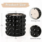 DILATATA 6 Inch Ceramic Planter Pot for Indoor Plants with Drainage Hole Bubble Flower Planter Hobnail Plant Pot Garden Planter Black Succulent Plant Pot Utensil Holder