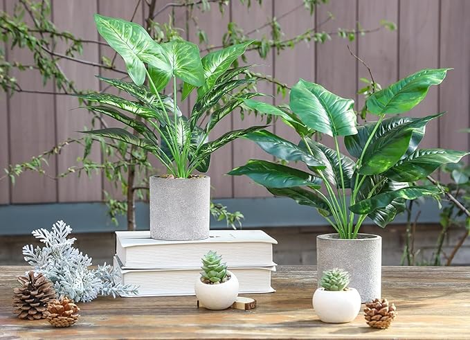 2pcs 16" Fake Plants Artificial Plants Tropical Faux Plants Indoor for Bathroom Kitchen Office Home Sage Green Decor