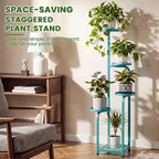 TOSKING 5 Tier Tall Plant Stand Indoor Outdoor,Anti-Tip Plant Stand indoor, Wide Base for Pots, Child and Pet Friendly,Heavy Duty Corner Shelf for Plants & Decor, Space Saving ,Tiered Metal Flower Pot Stand for Balcony, Garden, Living Room, Patio (Blue...