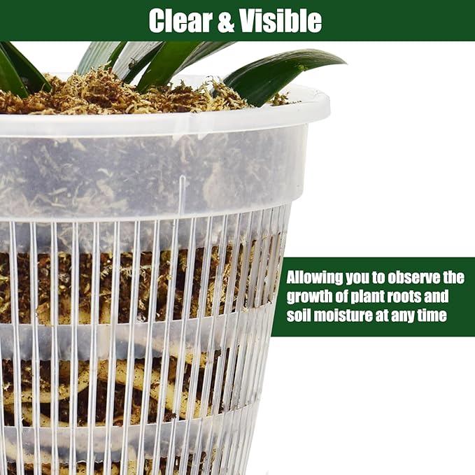 12Pcs Orchid Pot, 3 Each of 4.5, 5.5, 6.3 and 7.5 Inch Orchid Pots with Holes, Clear Plastic Flower Plant Pot Indoor Outdoor Use(3 Each of 4.5,5.5, 6.3,7.5in)
