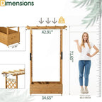 VINGLI 72 in Raised Garden Bed with Trellis & Hanging Roof, Wooden Elevated Planter Box with Drainage Holes for Outdoor Climbing Plants Vegetables Flowers, Patio Yard Balcony, Teak Color