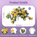 Ammyoo Artificial Fake Petunia Flowers for Outdoor Decoration, 2PCS Faux Silk Petunias Flower for Spring UV Resistant No Fade Realistic Plants for Garden Balcony Yard Porch Indoor Decor(Yellow White)
