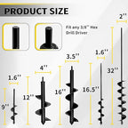 5pcs Auger Drill Bit for Planting - Plant Auger for Cordless Drill - Bulb Planter Tool for Bulbs Planting&Holes Digging - 3/8" Hex Drive Drill