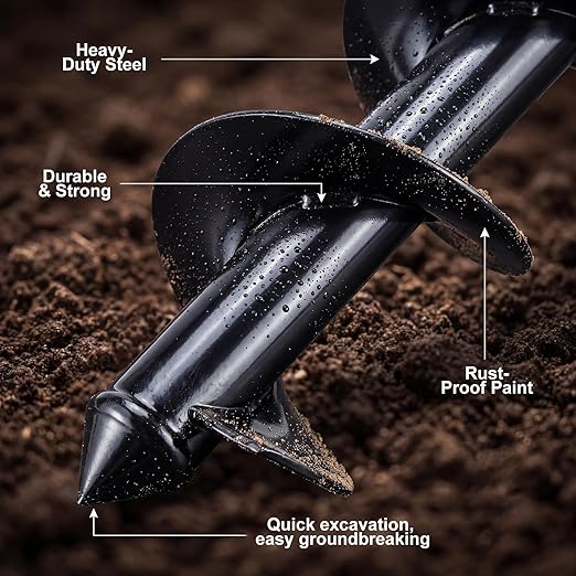 Auger Drill Bit for Planting Set of 3, 1.6x16.5, 2x14.5, 3.5x16 - Compatible with 3/8" Hex Drive Drill for Planting Bulbs, Bedding Plants, Mixing Soil, Fertilizer