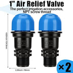 Threlaco 2 Pack Air Release Valve Air and Vacuum Relief Male Thread Bleeder Valve Vent Irrigation Water Saving System for Agricultural Drip Systems (1 Inches)