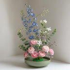 Wazakura Ikebana Kenzan Round, Japanese Floral Arranging Frog Holder, Made in Japan - Green 80mm