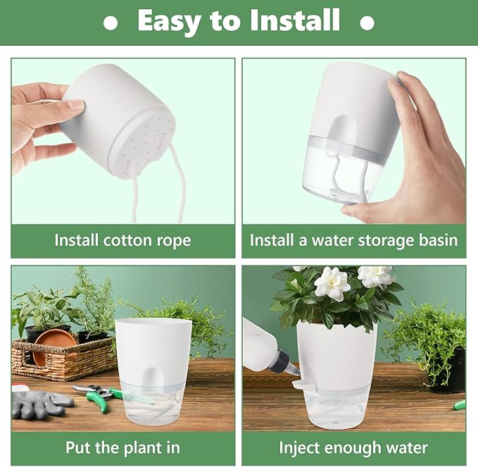 JMIATRY 15PCS Self Watering Pots 4 Inch Self Watering Planters for Indoor Plants Plastic 4 Inch Self Waterings Pots for Indoor Plant Small Self Waterings Pot with Transparent Water Reservoir, White