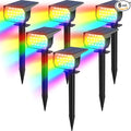 Tadyreal Solar Color Changing Spot Lights Outdoor Waterproof Colored RGB Solar Powered Landscape Lights for Yard 7 Lighting Modes Multicolor Solar Spotlights for Pathway Garden Outside (6 Pack)