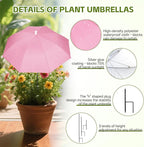 4 Pack Plant Umbrellas for Outdoor Plants with One Storage Bag, 23.6" Sun Shade Cover for Gardens/Patio/Succulents, Blocks 70% Sunlight, Prevents Leaf Burn Overheating