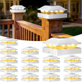 Peasur 4x4 Post Solar Lights 16 Pack, 2 Modes 16 LED Solar Post Cap Light Waterproof, Black Deck Fence Post Solar Lights Powered Outdoor, Fit 4x4 Wood/Vinyl Posts for Porch Patio