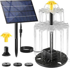Solar Water Fountain for Bird Bath, 2.5W DIY Solar Powered Fountain Pump Kit with 4 Spray Nozzles, 9.54FT Cable for Birdbath, Garden, Pond, Pool, Outdoor