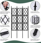 5.25FT Garden Trellis Support Fence,Metal Wall Lattice Climbing Frame for Climbing Plants Outdoor, Black Iron Pipe Fence for Potted Plants Indoor for Ivy Vines Vegetable Flower, Patio, Lawn, Yard