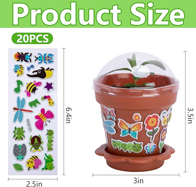 25 Packs Cupcake Plant Nursery Pots with Humidity Dome, Small Plastic Flower Plant Pots with 20 Sheet Stickers, Seeds Starter Pot Flower Planting Container for Seedlings Succulent Display (Wine Red)