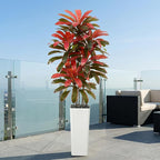 Artificial Dracaena Tree：7FT Faux Silk Tropical Yucca Floor Trees Realistic Fake Green Plant with Natural Wood Trunk & Lifelike Leaves for Home Office Decor Indoor & Outdoor (7FT,1-Pack,White)