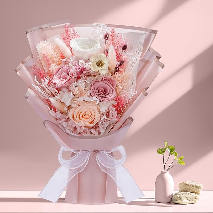 Bonsion Preserved Flowers Gifts for Women, Flower for Delivery, Dusty Rose Gifts fo Her, Preserved Roses Bouquets, Birthday Gifts for Grandma, Mothers Day Flowers for Wife
