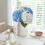Leftover Hydrangea Artificial Flowers,4 Pcs Real Touch Hydrangea Flowers with 3 Pcs Butterflies for Centerpiece Table Decorations,Floral Arrangements for Coffee Table Decor Living Room Decor