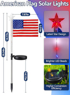8 Pack American Flag Solar Lights Outdoor, 4th of July Decorations Red White and Blue Star Lights, 2 Modes Waterproof Solar Patriotic Lights for 250th Anniversary Independence Memorial Day Garden Yard