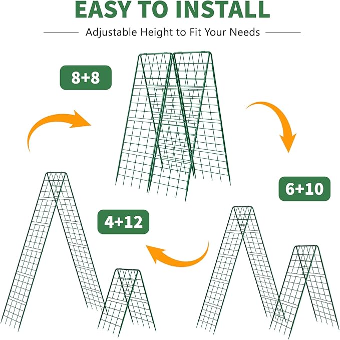 2 Pack Cucumber Trellis, 59" High Foldable A-Frame Garden Trellis for Raised Bed Garden Grow Support with Plant Support Clips Ties for Cucumber,Tomato, Climbing Plants and Flowers
