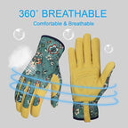 Bamllum Leather Gardening Gloves for Women - Working Gloves for Weeding, Digging, Planting, Raking and Pruning