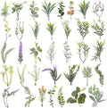 FOIMAS 36Pcs Mini Fake Green Leaves, Artificial Faux Plants Leaves Flowers for DIY Craft Small Bouquets Bridal Baby Shower Envelope Cakes Gifts Home Party Wedding Anniversary Decoration