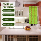 Qualirey Giant Sticky Fly Traps, Fly Strips for Indoor Outdoor Hanging Flying Tapes Non Toxic Ribbon Fruit Gnat Killer for Mosquito Plants House Horse Stable(59.06ft,Fluorescent Green,2 Pcs)