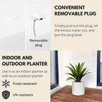 Fox & Fern Matte White Plant Pots with Drainage Plug (Set of 3) — Premium Lightweight Fiberstone 8, 10, and 12 Inch Planters for Indoor and Outdoor Use - Weather Resistant & UV Resistant
