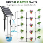 Solar Irrigation System for Garden - Skycow 2W Solar & USB Power Automatic Drip Irrigation Kit15 Potted Indoor Outdoor Garden Balcony Anti-Siphoning Plant Watering System 25 Timing Mode