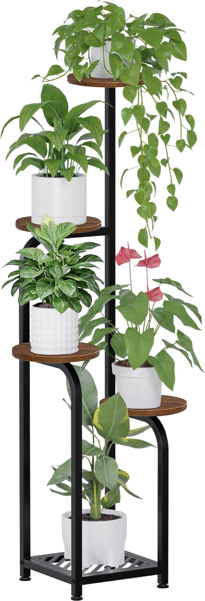 TOSKING 5 Tier Metal Anti-Tip Plant Stand indoor, Wide Base for Pots, Child and Pet Friendly ,Heavy Duty Plant Shelf ,Corner Shelf, Flower Pot Stand for Multiple Plants, Indoor Plants Tiered Stand for Living Room Balcony Garden Patio Bedroom(Black and ...