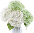 Coferset 4Pcs Hydrangea Artificial Flowers Lifelike Faux Hydrangea Real Touch Artificial Flowers for Outdoors Home Wedding Christmas Office Party Living Room Decoration,22inch(2 White+2 Light Green)