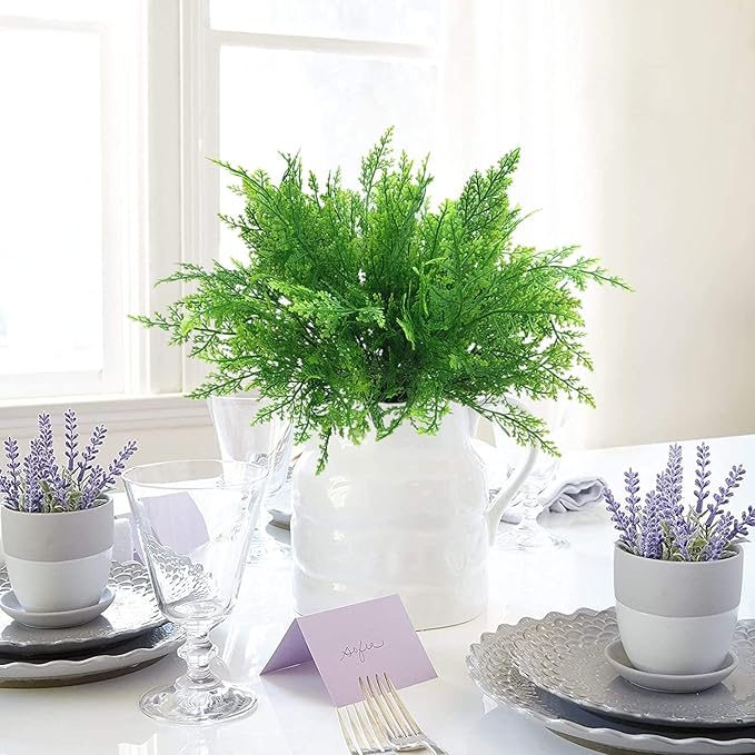 PASYOU Artificial Fern Plants, Fake Ferns Shrubs Plant Plastic Greenery Faux Monstera Leaves Stems Boston Leaf for Outdoor Indoor Decor Home Garden Party Office Wedding Decoration DIY - 4 Pack