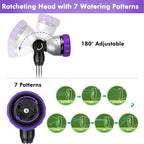 RESTMO 36”-60” Metal Watering Wand, Long Telescopic Tube | 180° Adjustable Ratcheting Head | 7 Spray Patterns | Flow Control, Perfect Garden Hose Sprayer to Water Hanging Baskets, Shrubs, Purple