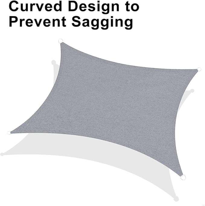 LOVE STORY Custom Size 7'x10' Silver Grey Sun Shade Sail Rectangle UV Block Canopy Patio Sail Sunshades Fabric for Outdoor Garden Carport (We Make Custom Size)