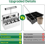 BlumWay Upgraded Soil Blocker, 8 Cell Seed Blocker 2 inch Quad Soil Block Maker Manual with 3 Types of Seed Pins,Hand-held Soil Blocking Tool for Seed Stater Tray Outdoor Plants
