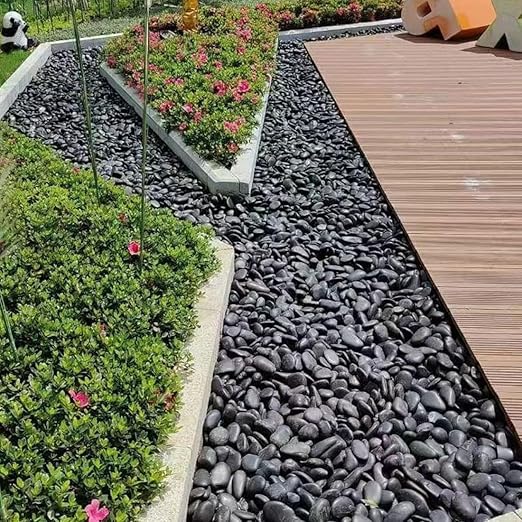 YISZM 20lbs Black Pebbles for Landscaping, 2-3 Inch High Polished Natural Large River Rocks for Plants, Decorative Stones Vase Filler Fish Tank Aquariums Garden Outdoor and Indoor DIY