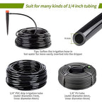 100 pcs Drip Emitters for 1/4" Drip Irrigation Tubing, Adjustable 360 Degree Water Flow Drippers for Drip Irrigation on 5" Arrow Stake for Garden Watering System Flower Plant