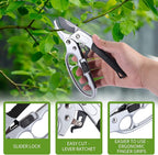 Premium Germany Pruning shears, work 3 times easier, hand pruners heady duty, cutting fresh flower, hedge, herb, live indoor plants, gardener lovers garden scissors, Arthritis weak hand snips