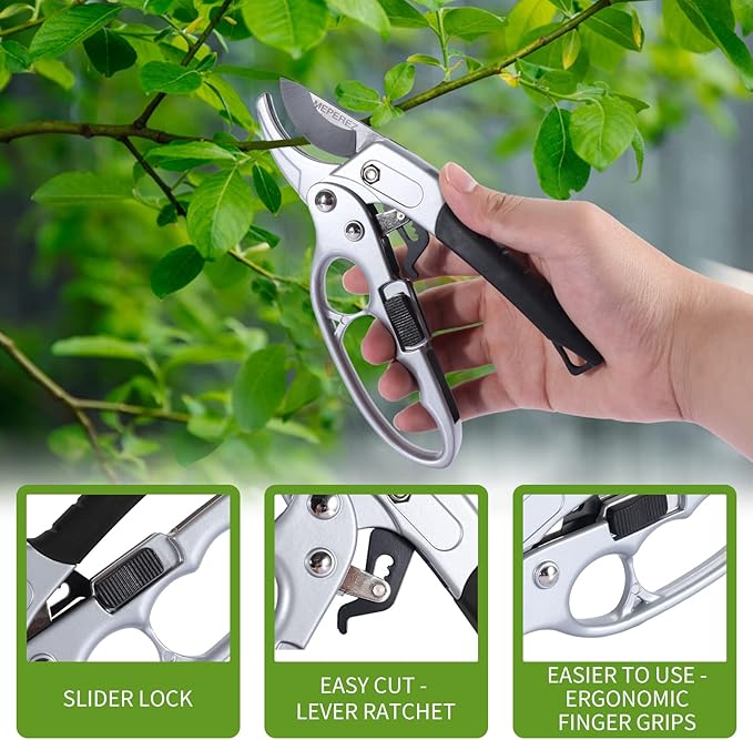 Premium Germany Pruning shears, work 3 times easier, hand pruners heady duty, cutting fresh flower, hedge, herb, live indoor plants, gardener lovers garden scissors, Arthritis weak hand snips