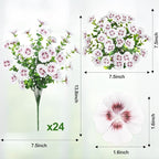 24 Bundles Artificial Flowers for Outdoors Fake Silk Flowers UV Resistant Faux Plants Eucalyptus for Spring Summer Decoration Planters Table Vase Garden Yard Porch Window Home Decor, White
