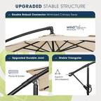 wikiwiki 10ft Patio Umbrella with Base Included, Outdoor Offset Cantilever Umbrella with Sandbag Base for Backyard, Garden and Pool, Easy to Tilt and Crank, Beige