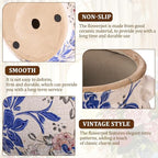 Ceramic Scroll Planter 6.5 Inch Chinoiserie Floral Vase with Drainage Holes Vintage Flower Vase Flower Pot Rustic Ceramic Pots for Indoor Plants Garden Home Bookshelf Decor(Blue, Red)