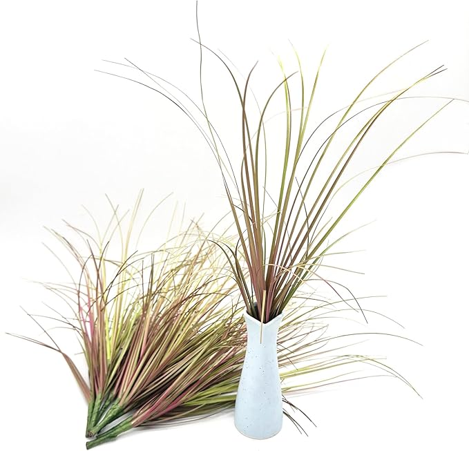 Artificial Grass Plants, Faux Wheat Grass Shrubs Fake Greenery Stems Tall Weed Plant Flowers Decor for Indoor Outdoor Farmhouse Garden Room Home Vase Wedding Party DIY Table Decoration (Purple) 8 Pack