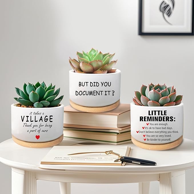 Thank You Gifts for Women Men, Appreciation Gifts for Teacher Coworker Nurse Employee Daycare Provider Nanny, Teacher Appreciation Gift, Succulent Plant Pot, Flower Planter(Plants Not Included)