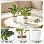 Mkono 2 Pack Fake Plants in Pot, 11" Potted Artificial Plants for Home Decor Indoor Faux Green Leaf Plant with Modern White Planter for Desk Shelf Office Room Decoration (Pothos)