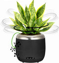 PLANTPETZ Extra Large Robotic Planter – Smart Planter Fits 6 Inch Pots | Bluetooth Speaker | Interactive Smart Plant Pot Turns A Real Plant Into a Touch/Motion Responsive Companion - Charcoal