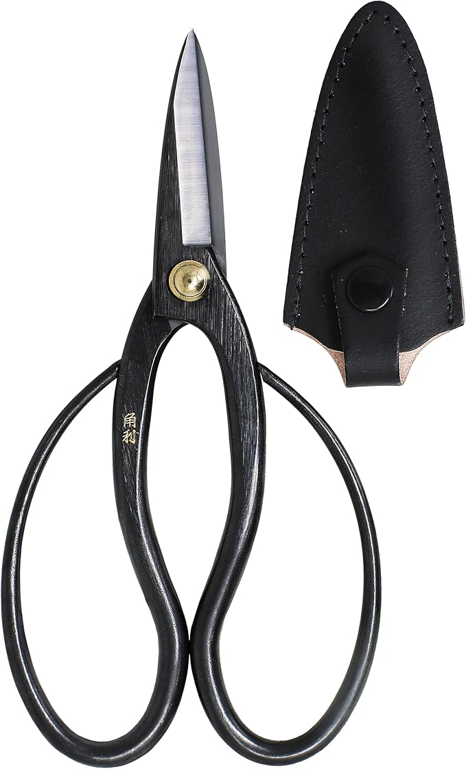 KAKURI Bonsai Scissors Made in Japan 7", Japanese Carbon Steel Blade, Traditional Bonsai Shears for Pruning and Trimming