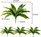 4 Pack Artificial Ferns Plants for Outdoors, UV Resistant, 23'' Outdoor Faux Bird Nest Fern with 72 Large Leaves, Realistic Fake Plant for Front Porch Pots Patio Hanging Planter Home