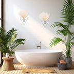 Canlierr 2 Pieces Wall Decor Hanging Planters with Artificial Plants Metal Hanging Vase Indoor Plants Holder Modern Boho Wall Art for Bathroom Bedroom Living Room Decor(Silver,Pampas Grass)