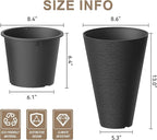 Kante Tall Round Planter Set of 2, 13 Inch Tall Decorative Planter Pots for Outdoor Indoor Garden Patio Front Porch (Brunish Black)