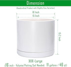 D'vine Dev 16 Inch Ceramic Planter Pot with Drainage Hole and Saucer, Indoor Cylinder Round Planter Pot, White, 94-O-H-1